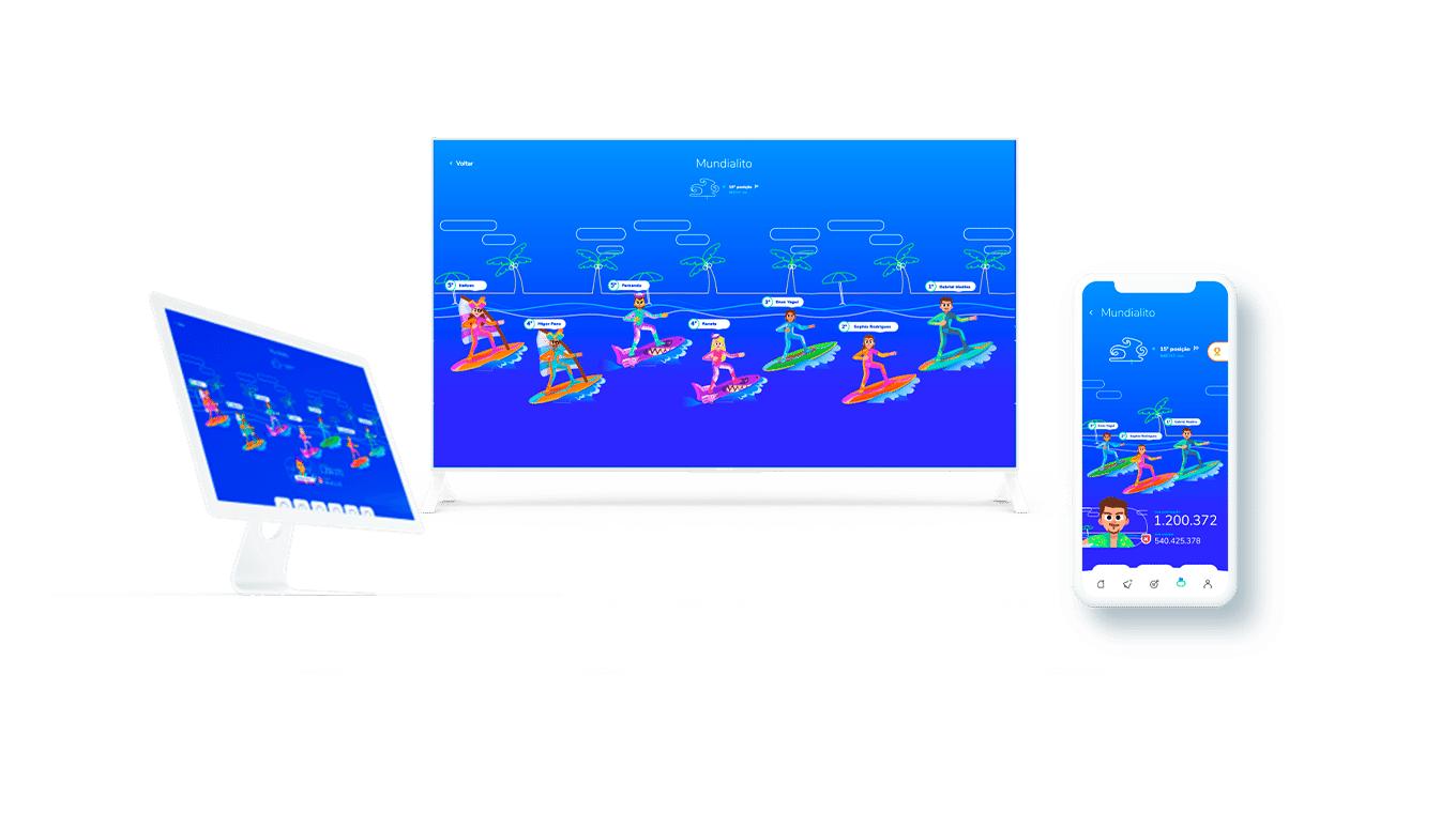 Plataforma Gamefic em desktop, TV e celular